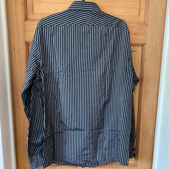 Thomas Pink Slim Fit Gothic Striped Button Down Shirt - Picture 8 of 9